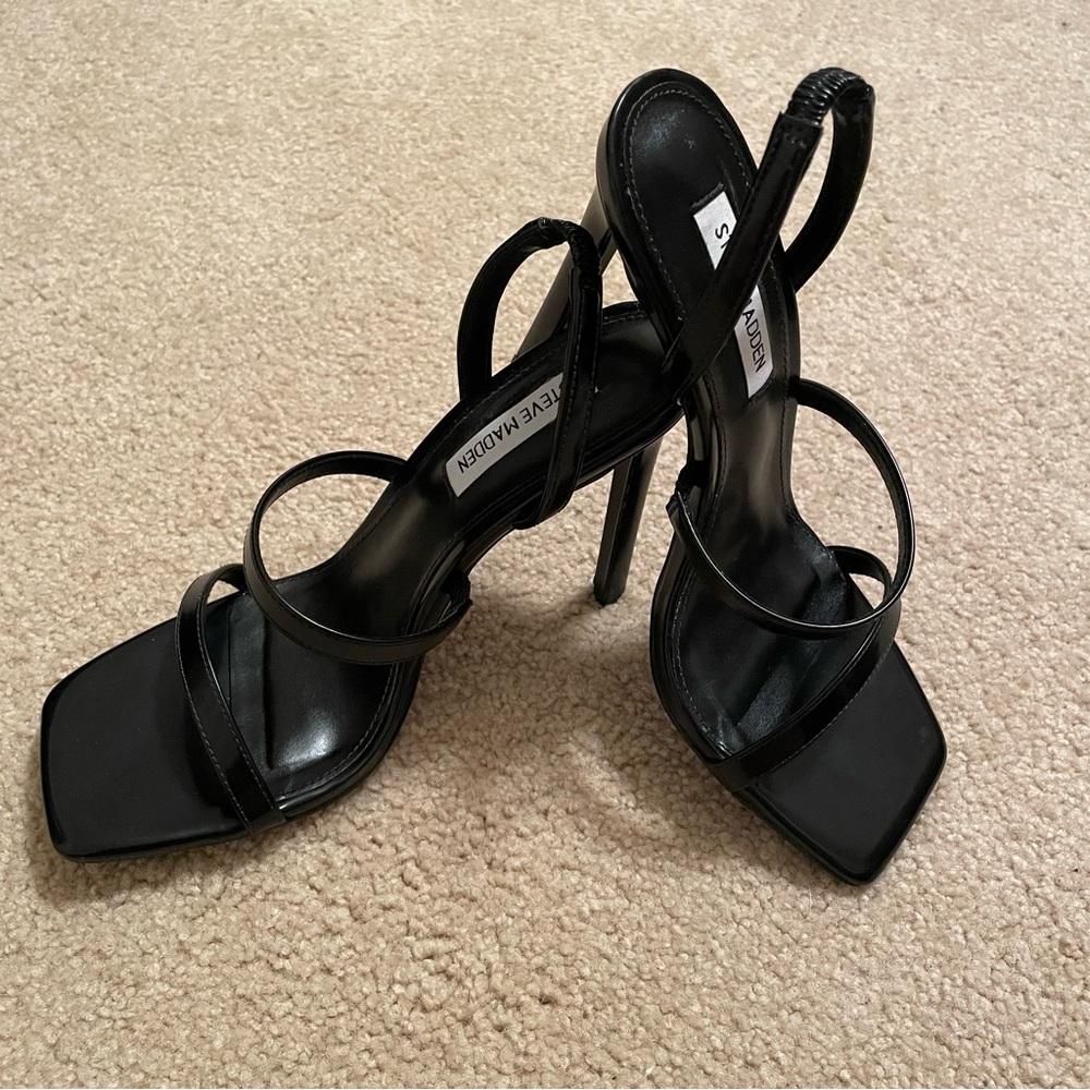 EUC Steve Madden Black Stiletto Square-Toe Heels